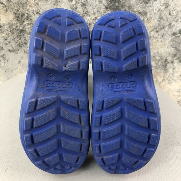 Crocs Kids Size J2 Handle It Blue Easy On Lightweight Pull On Rubber Rain Boots - Picture 11 of 16